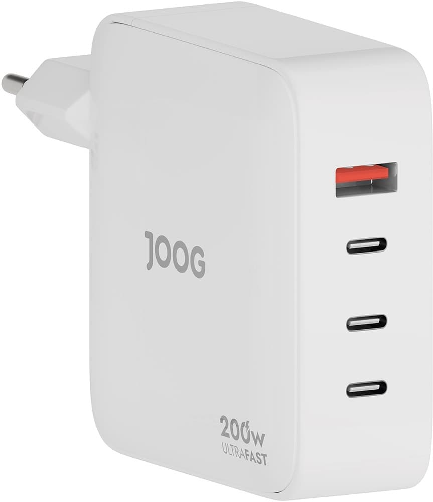 Carregador de Parede Joog Pd Charger PD200W-Jg 200W UltraFast USB-A + 3 Portas USB-C