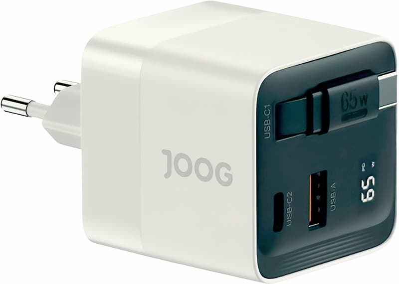Carregador de Parede Joog Pd Charger Vc65 65W UltraFast USB-A+USB-C+cabo USB-C Retrátil