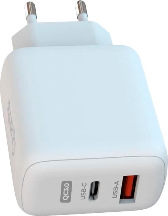 Carregador de Parede Quanta Qtccr45 com USB-A Qc3.0 USB-C de 45W - Branco