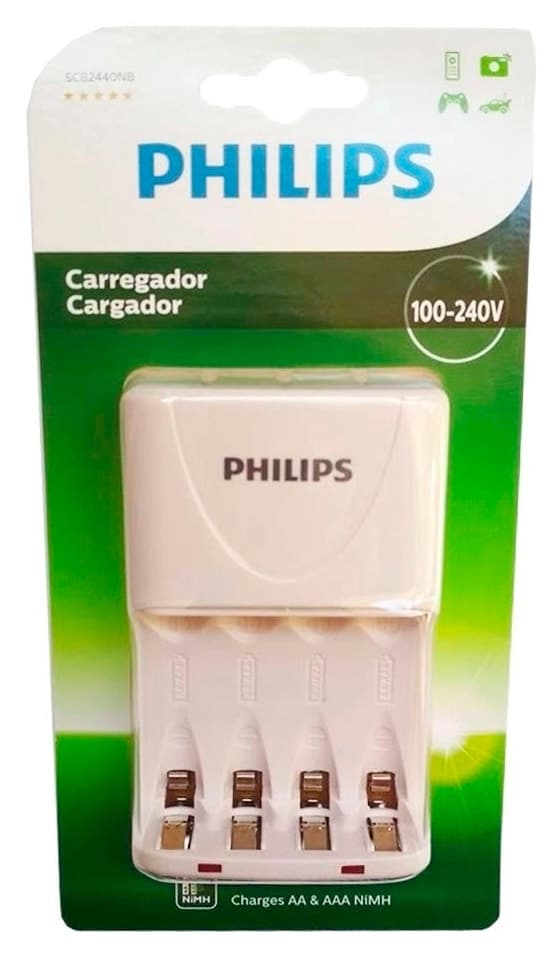 Carregador de Pilhas Philips SCB2440NB/97 AA/AAA (Bivolt)