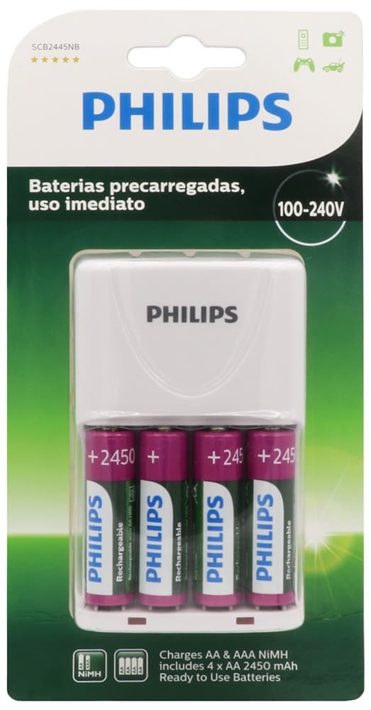 Carregador de Pilhas Philips Scb-2445Nb/97 AA/AAA