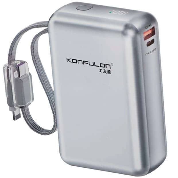 Carregador Portátil Konfulon A80Q 20000mAh 22.5W Branco