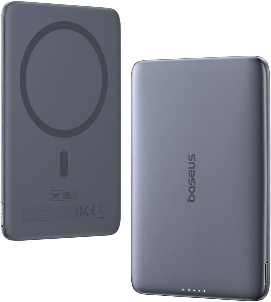 Carregador Portátil Baseus PicoGo Qi2 5000mAh 20W Magnético Cinza Espacial