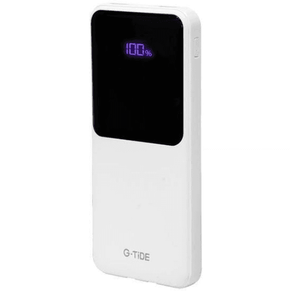 Carregador Portátil Power Bank G-Tide Easy 1 22.5W 10000mAh 2X USB Cabo Embutido Lightning USB-C Branco