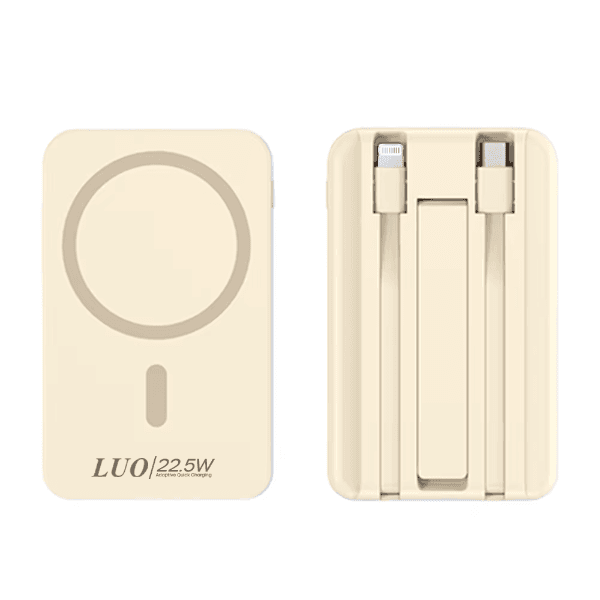 Carregador Portátil Luo Lu-6081 22.5W 10800mAh USB-C USB-A Micro-USB Cabo Embutido Lightning Amarelo