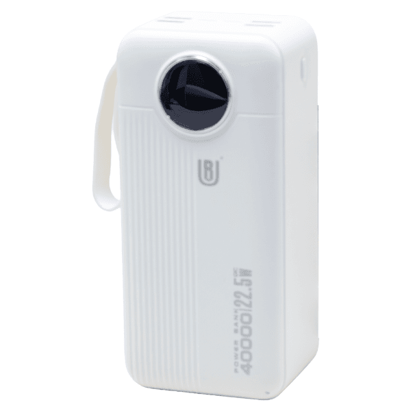 Carregador Portátil Power Bank Ur Up-24 22.5W 40000Mah Lanterna 4X USB-A 2X USB-C Com Cabo Embutido Lightning - USB-C Branco