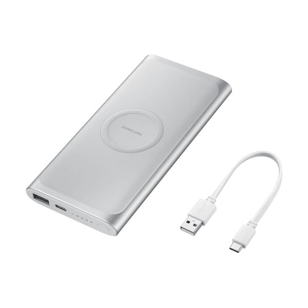 Carregador Portátil Samsung Fast Charge Eb-U1200 10.000mAh Compatível com Dispositivos Qi Prata