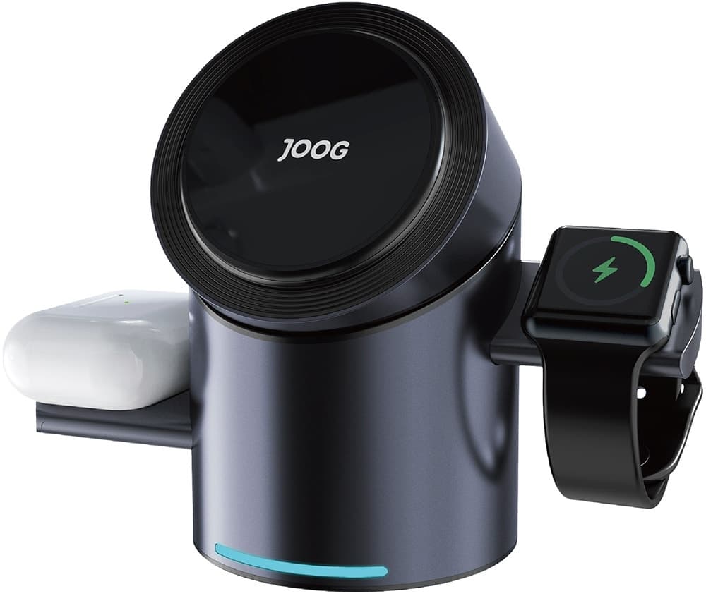 Carregador Sem Fio Magnético Joog MagCharger 3 Em 1 Qi2 Mc1