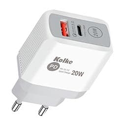 Carregador Tomada Kolke KCR-2576 USB 3.0 / USB-C / 20W - Branco