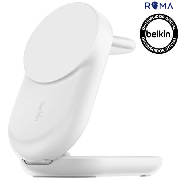 Carregador Wireless Belkin WIZ037KQWH 3-Em-1 25W MagSafe Qi2 para iPhone-Airpod-Watch Branco