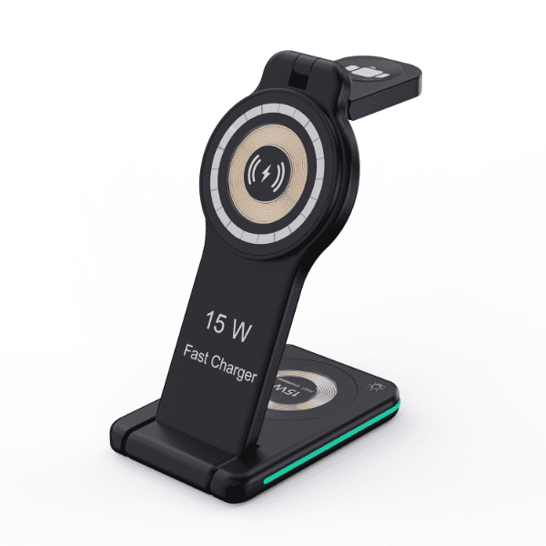 Carregador Wireless Dobrável H60 5 Em 1 / 15W - Preto