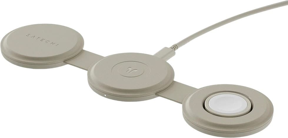 Carregador Wireless Satechi Qi2 OntheGo 3 Em 1 Sand