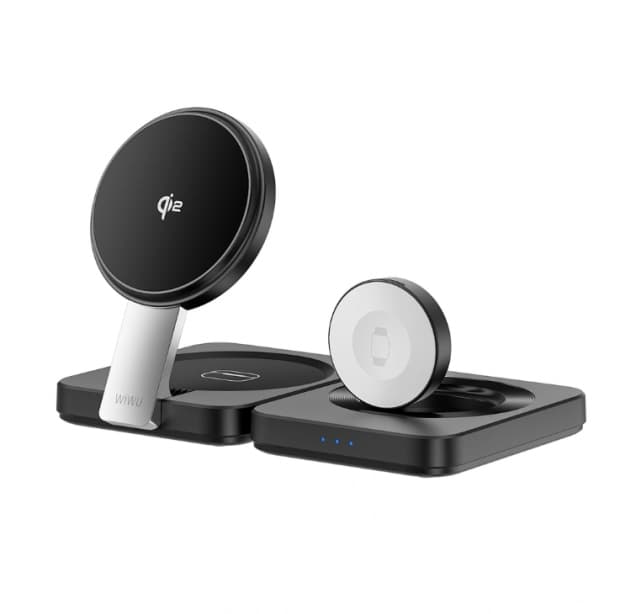 Carregador 3 Em 1 Dobrável WiWU Wi-W028 Qi2 15W s/Fio - Preto