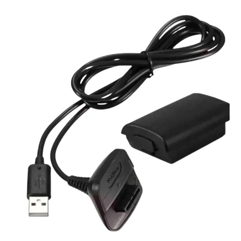 Carregador Xbox 360 Bateria + Cabo Preto