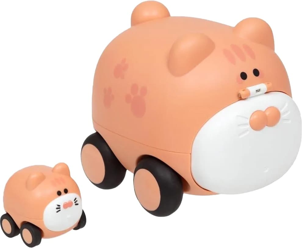 Carrinho de Brinquedo com Filhote Marrom Claro Buba