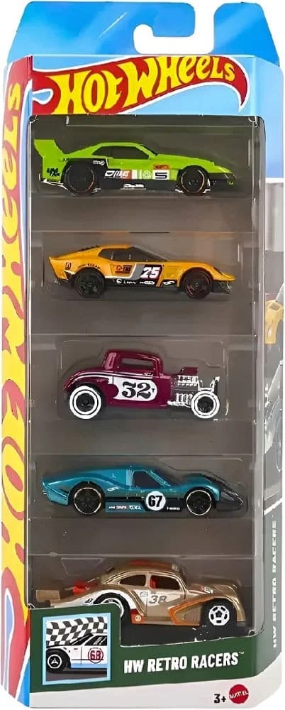 Carrinhos Mattel Retro Racers 5 Unidades
