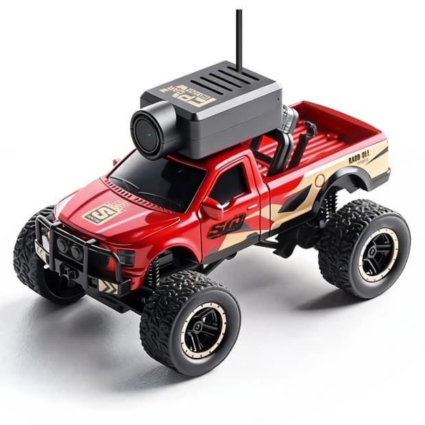 Carro Wltoys 1/64 Fpv Mini Camera Monster Txs W/DISPLAY Red 6407