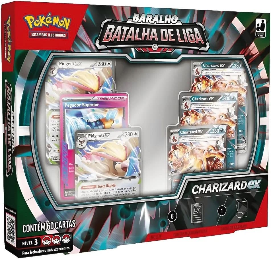 Cartas Pokémon Batalha de Liga Charizard Ex - 290-41175 (60 Cartas)