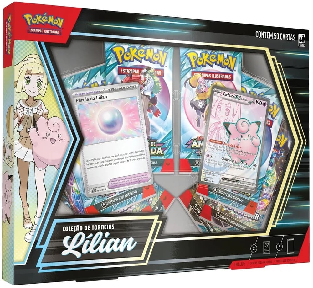 Cartas Pokémon Coleção de Torneios Lilian - 10-10147-101 (50 Cartas)