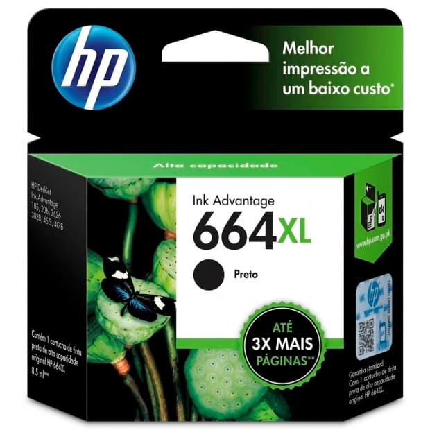 Cartucho de Tinta Hp 664XXL 24ml Preto F6V31A