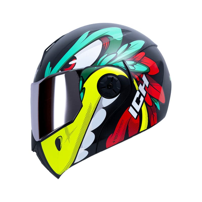 Capacete Ich 3110 Rapaz Rebatível - Preto/Verde / Xl
