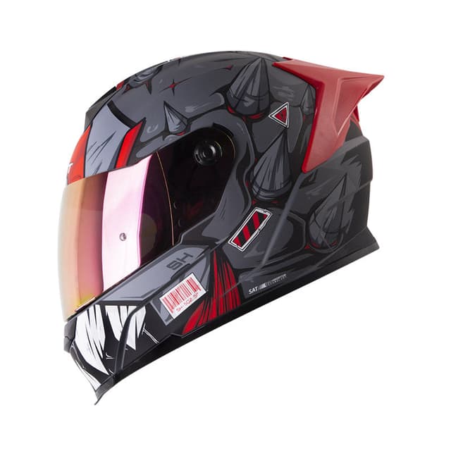 Capacete Shaft Sh-502 Eldymon Cinza Escuro / Vermelho Tamanho L
