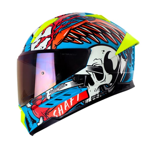 Capacete Shaft Sh-595 Skull - Azul / Vermelho / Xl
