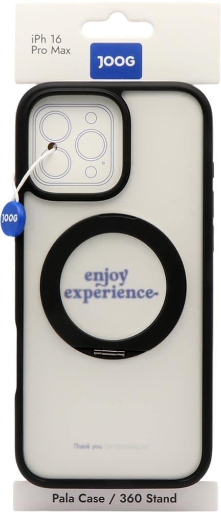 Capa Joog para iPhone 16 Pro Max Pala/360 Suporte Transparente/Preto