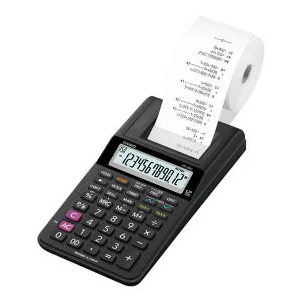 Calculadora Casio Hr-8RC-Bk com Bobina e Pilha Preto