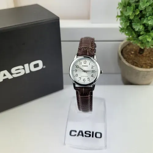 Relógio Casio Feminino Ltp-V002L-7B2UDF Prateado/Marrom + Estojo