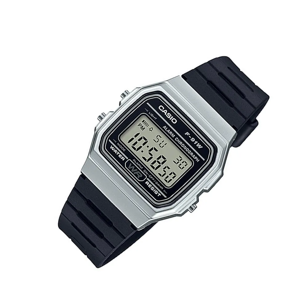 Relógio Casio Masculino F91WM7ADF Prateado/Preto + Estojo