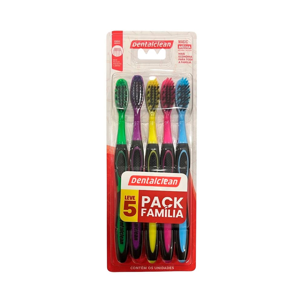 Escova Dental Dentalclean Magic Pack Média 5 Peças