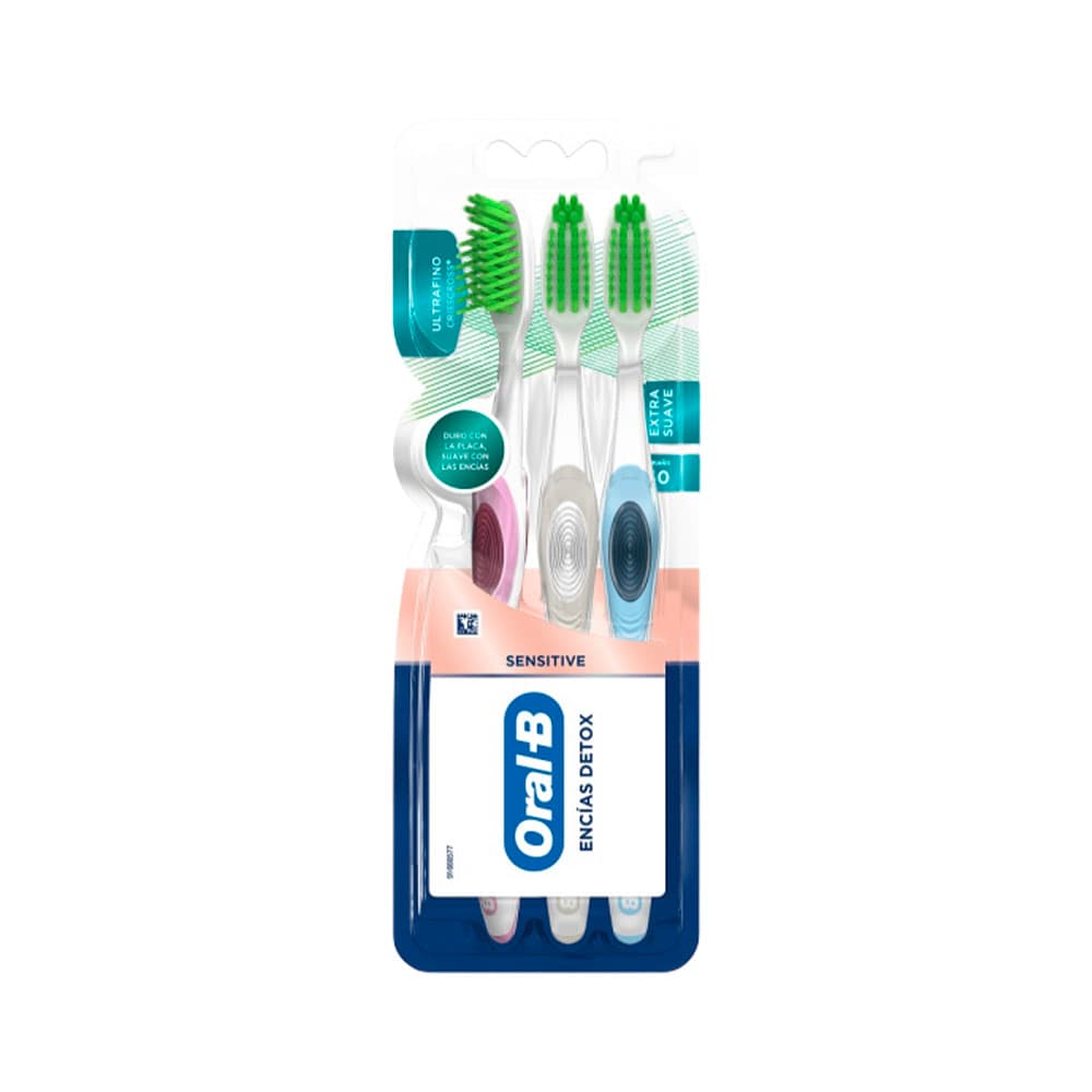 Escova de Dentes Oral B Sensitive Gengivas Detox 3 Peças
