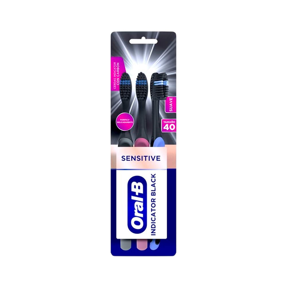 Escova de Dentes Oral B Sensitive Indicator Preto 3 Peças