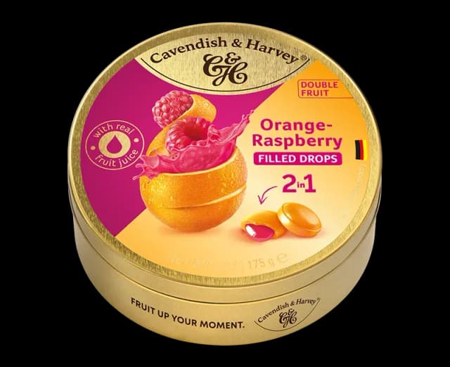 Balas Cavendish & Harvey Double Fruit Drops Laranja Framboesa 175G