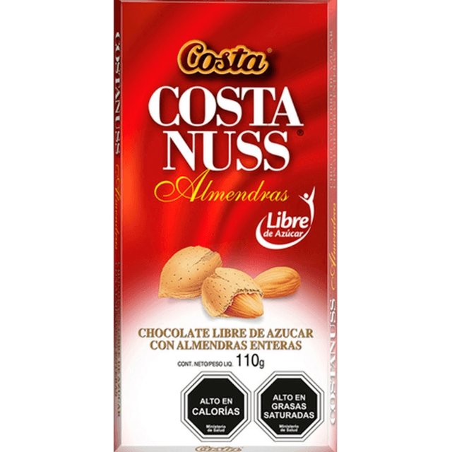 Chocolate Costa Roll Nuss Almendras 0% Açúcar Barra 110G