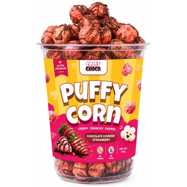 Chocolate Crazy Popcorn Puffy Strawberry Cc-Pcs 120G