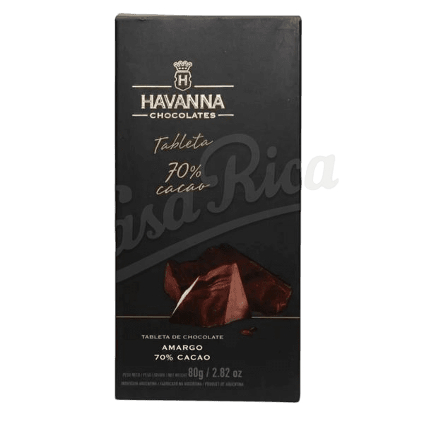 Chocolate Havanna 70% Cacau Puro Barra 80G
