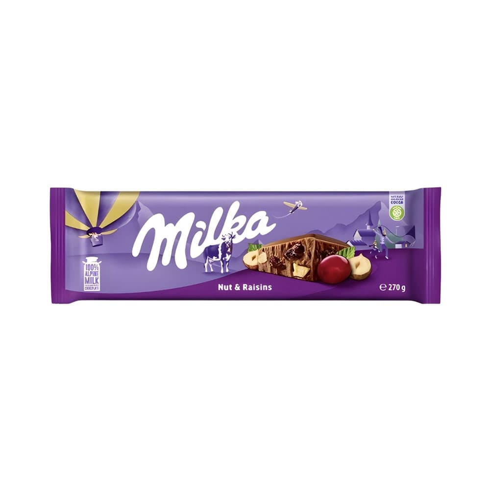 Chocolate Milka Avelãs e Passas 270G
