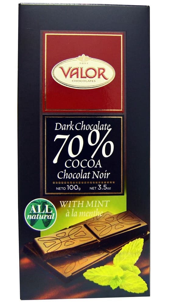 Chocolate Valor Amargo 70 % Cacao Hortela 100 Gr.