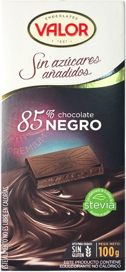 Chocolate Valor Vapor 85% Preto Sem Açúcares 100G