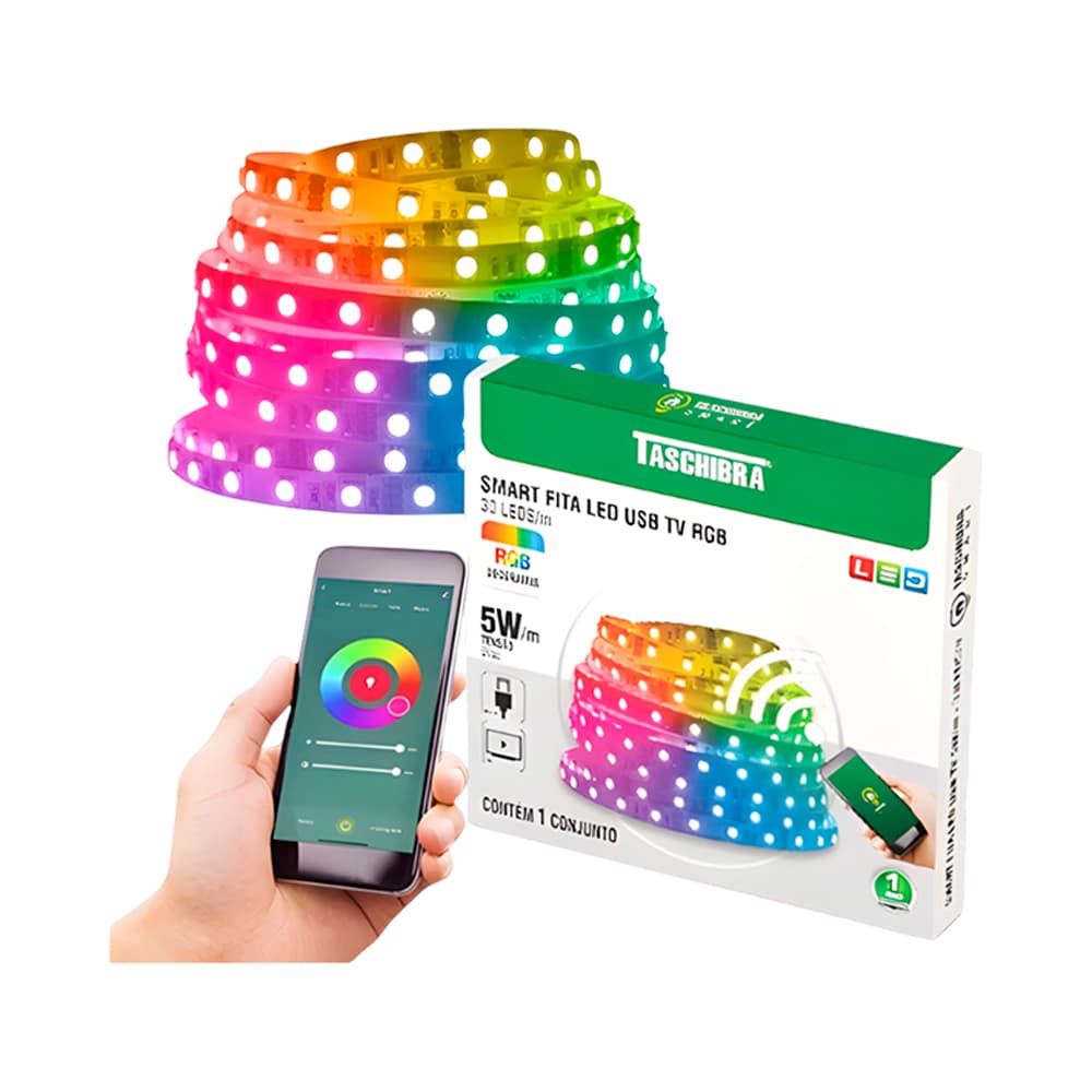 Fita LED Smart Taschibra USB 5W RGB 2M
