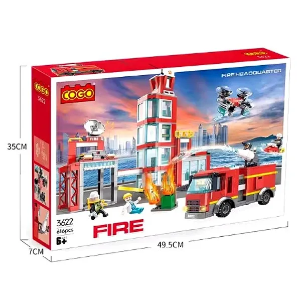Bloco de Montar Cogo 3622 Quartel de Bombeiros 616 Peças