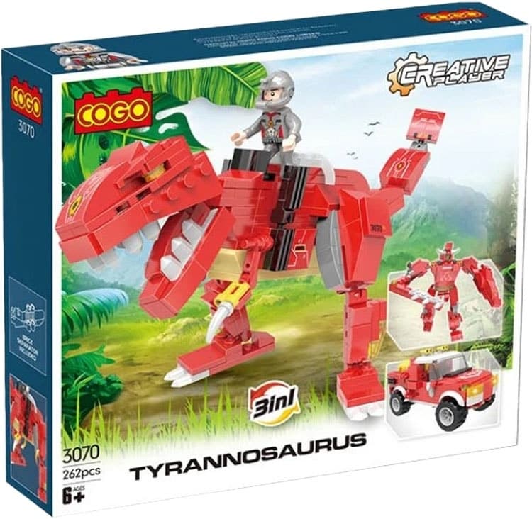 Blocos de Montar Cogo Cretive Player Tyrannosaurus 3Em1 - 3070 (262 Peças)