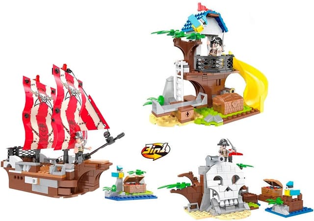 Blocos de Montar Cogo Pirate Treasure Island 3 Em 1 - 3071 (260 Peças)