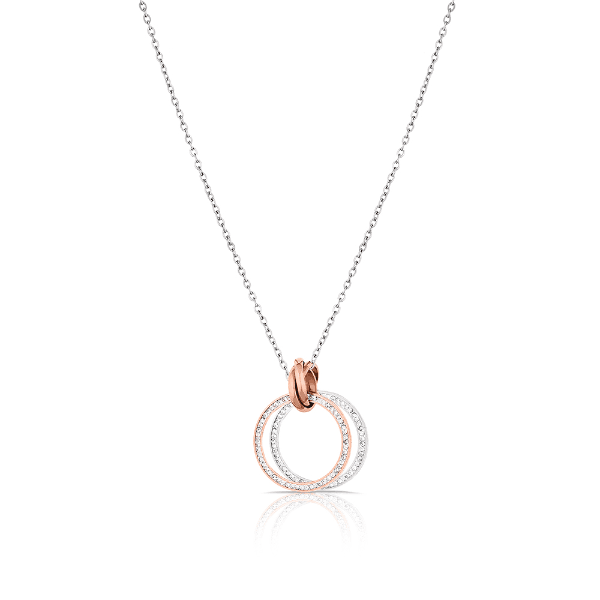 Colar Feminino Freelook Frj.3.6001-2 Em Aço Inoxidável Prata e Rosa Ouro