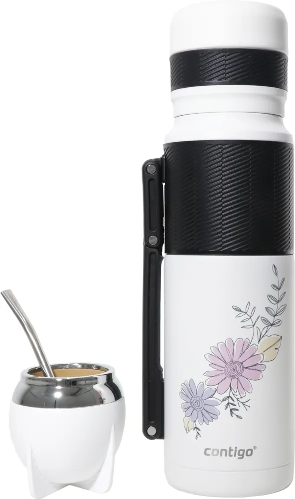 Combo Garrafa Térmica Contigo 1.18L + Cuia + Bomba + Bolsa - Lilás