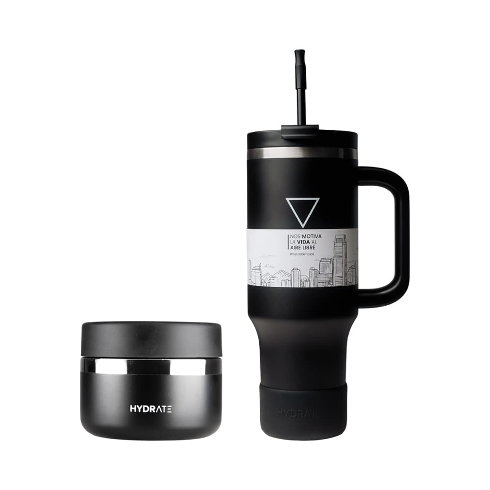 Combo Garrafa Térmica Sunbeam Hydrate 1L + Garrafa Térmica Sunbeam Foodflask 355ml Negra