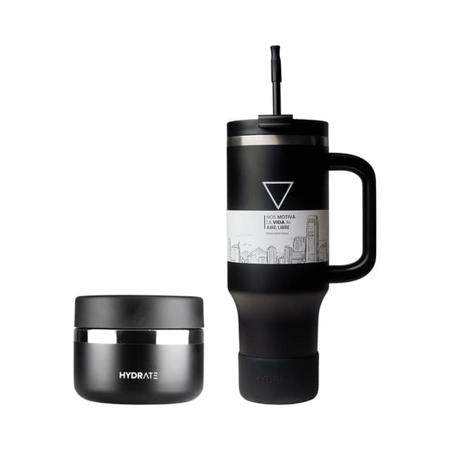 Combo Garrafa Térmica Sunbeam Hydrate 1L + Garrafa Térmica Sunbeam Foodflask 355ml Negra