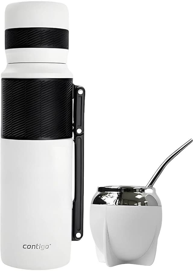 Combo Garrafa Térmica Contigo 1.18L + Cuia + Bomba - Branco